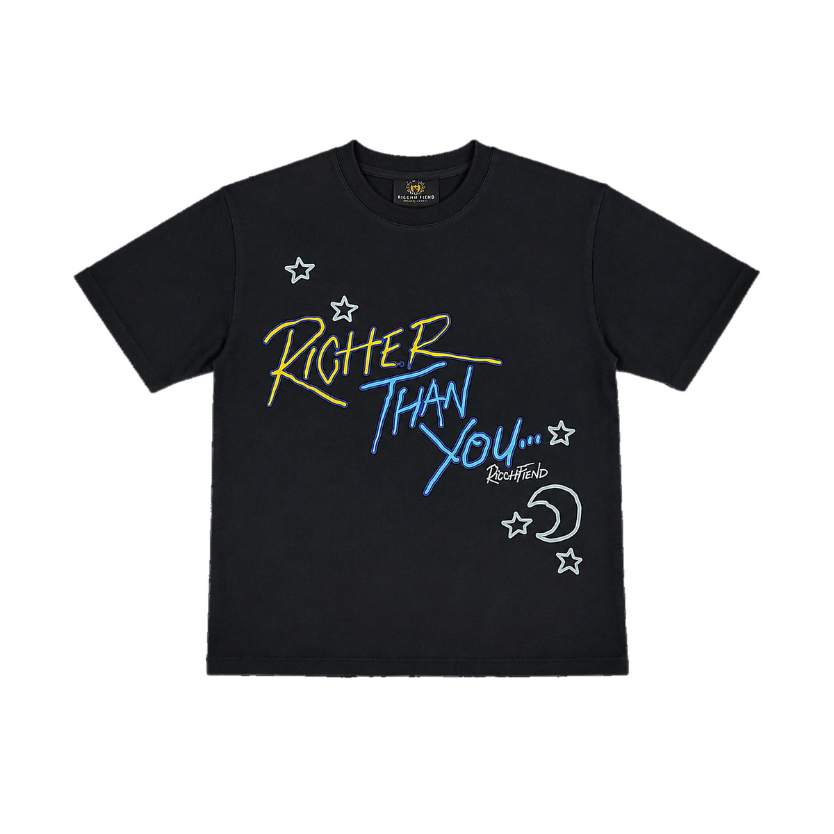RICHER THAN YOU TEE in Black — front graphic
