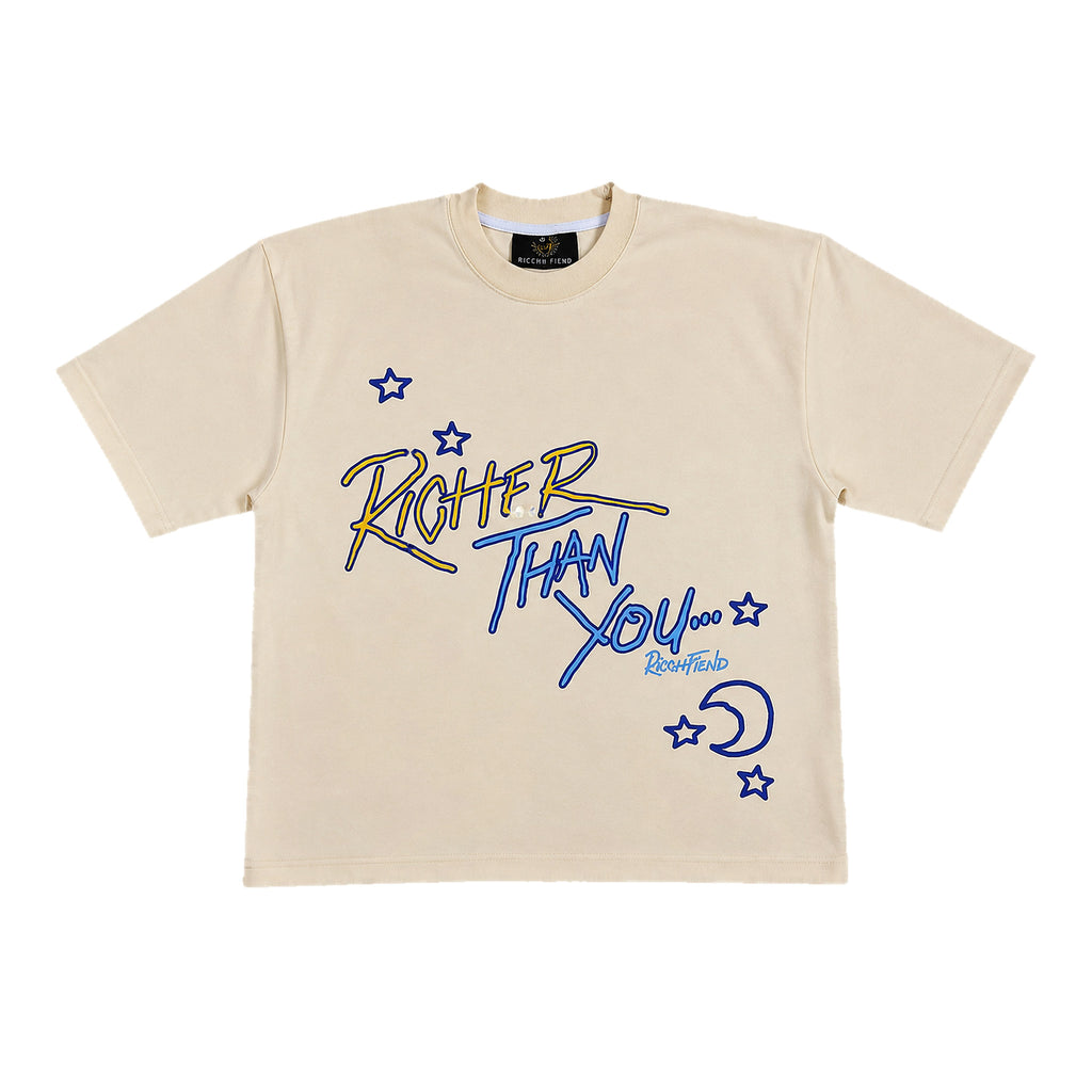 RICHER THAN YOU TEE in Cream — front graphic